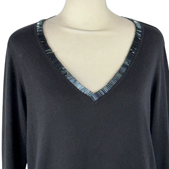 Pamela Dennis Private Client Group Silk & Cashmere V-neck Black Sweater Size M - Picture 7 of 9